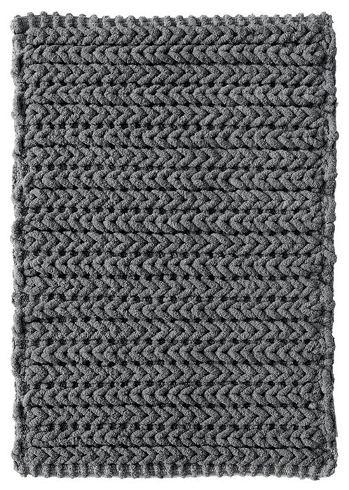 Madison Park Lasso 100% Cotton Chenille Chain Stitch Rug, Charcoal