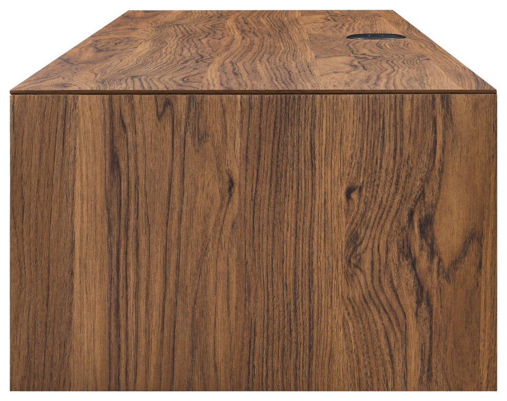 Computer Work Desk, Walnut, Wood, Modern, Mid Century Home Business Office