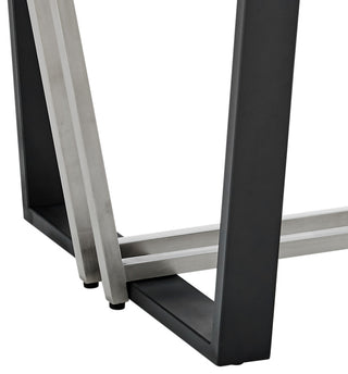 Kai 72" Glass Tabletop Dining Table Black and Stainless Steel Base