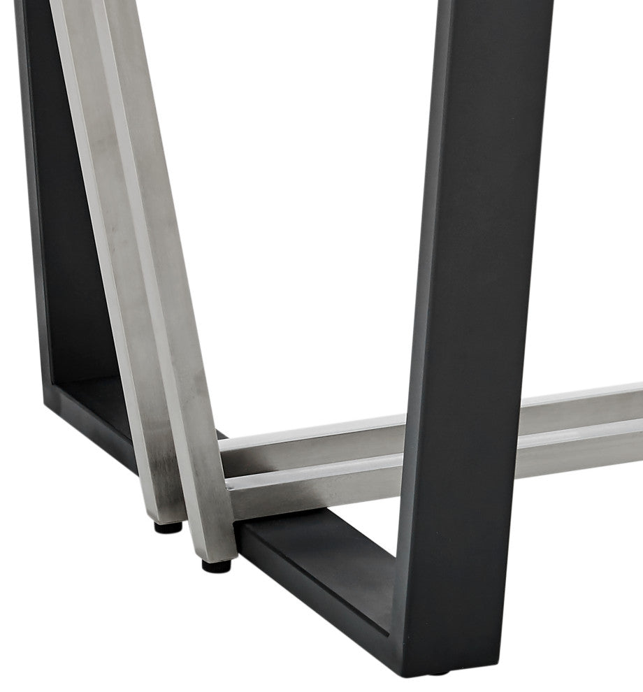 Kai 72" Glass Tabletop Dining Table Black and Stainless Steel Base