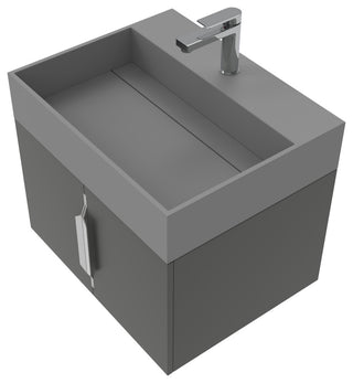CastelloUSA Amazon 24" Wall Mounted Bathroom Vanity Set, Black, Gray Top, Brushed Nickel