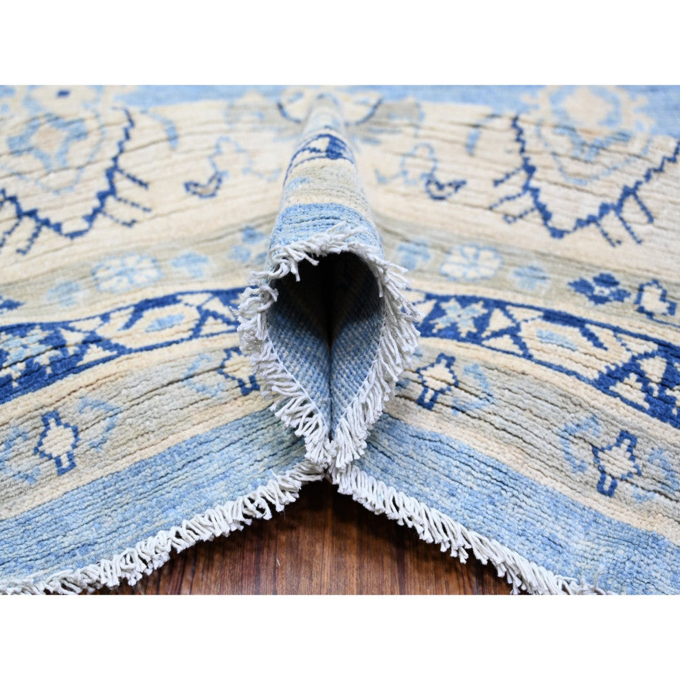 Beau Blue Vintage Look Kazak Hand Knotted Wool Oversized Rug 12'1"x17'4"