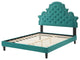 Tufted Platform Bed Frame, King Size, Velvet, Teal Blue, Modern Contemporary