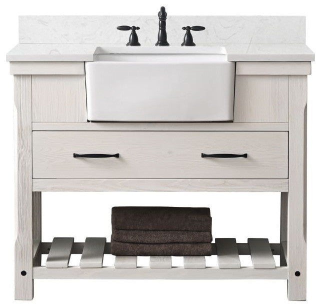 Wesley 42" Bathroom Vanity, White Wash