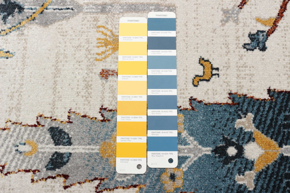 Aqua Pine Area Rug, Ivory, 6'x9'