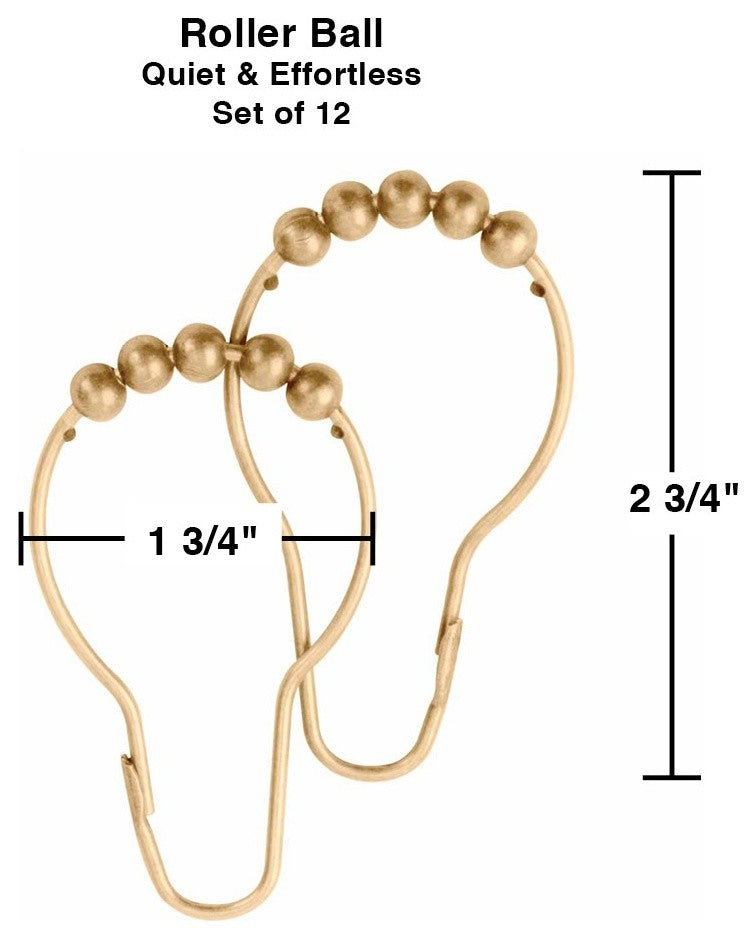 120 All Brass Shower Curtain Hooks Ring Roller Ball Pack of 10 Renovators Supply