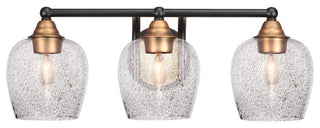 Paramount 3-Light Bath Bar, Matte Black & Brass, 6" Smoke Bubble Glass