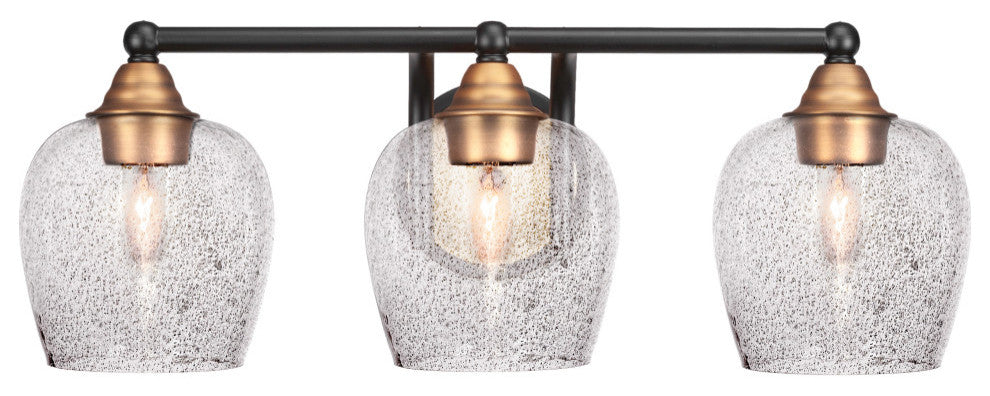 Paramount 3-Light Bath Bar, Matte Black & Brass, 6" Smoke Bubble Glass