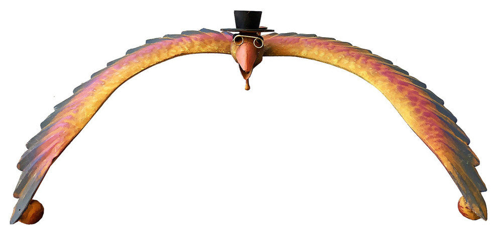 Rustic Metal Balancing Old Crow Garden Stake Outdoor Patio Yard Art