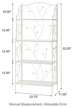 52"H 4-Tiered Metal Shelf Plant Stand, White