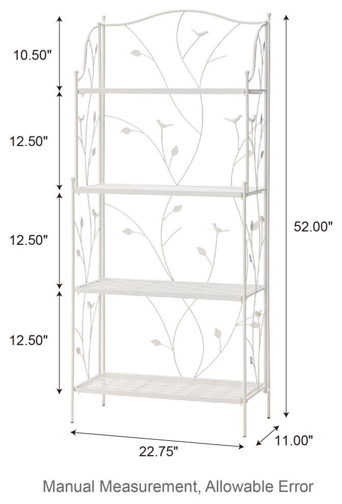 52"H 4-Tiered Metal Shelf Plant Stand, White