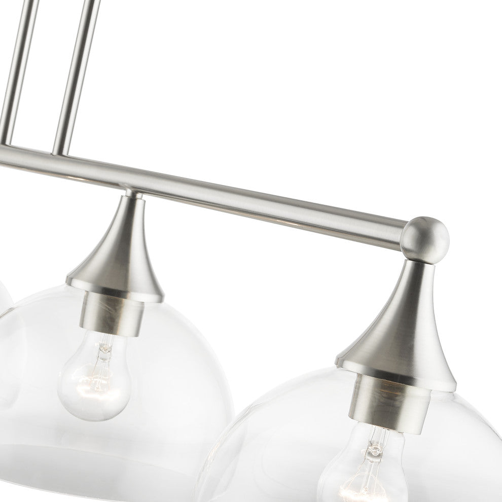 4 Light Brushed Nickel Large Linear Chandelier
