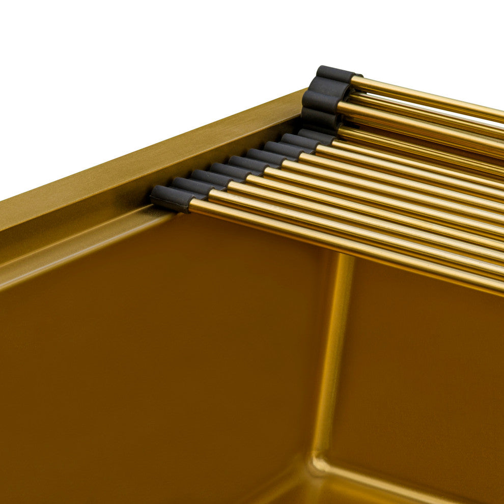 Ruvati RVH6527GG 27 Inch Polished Brass Matte Gold Workstation Undermount Sink