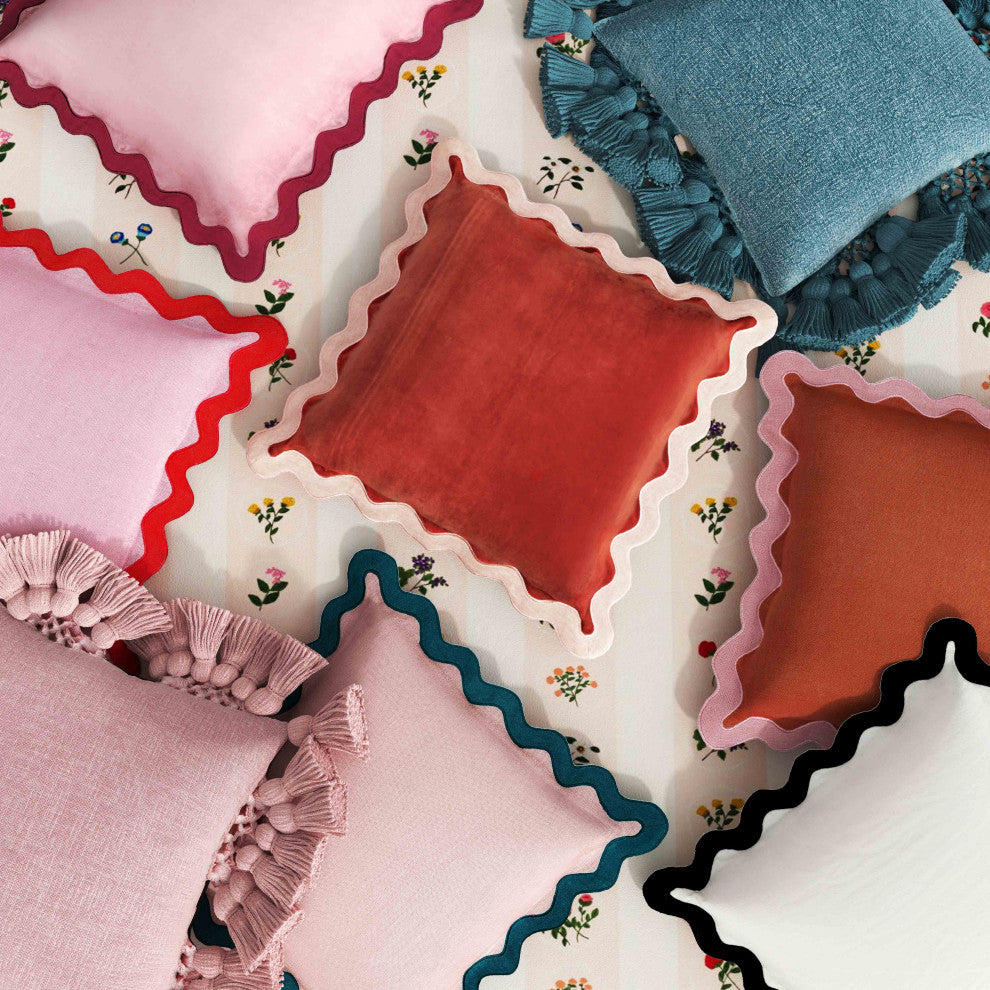Scalloped Throw Pillow, Pink, Terracotta