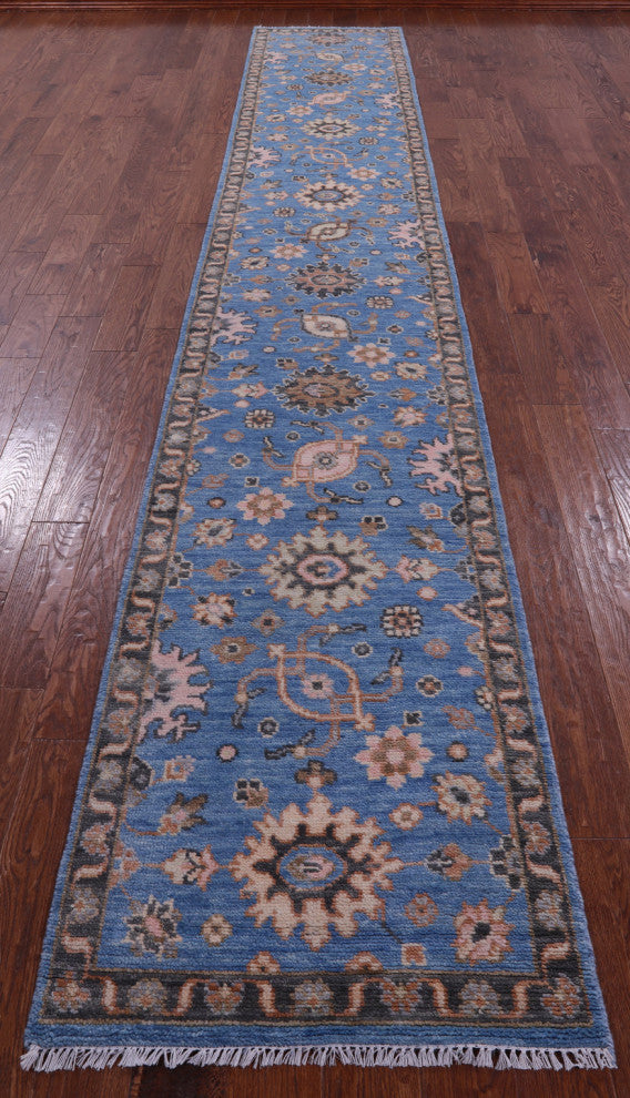 2' 6" X 16' 2" Runner Turkish Oushak Hand Knotted Wool Rug - Q15513