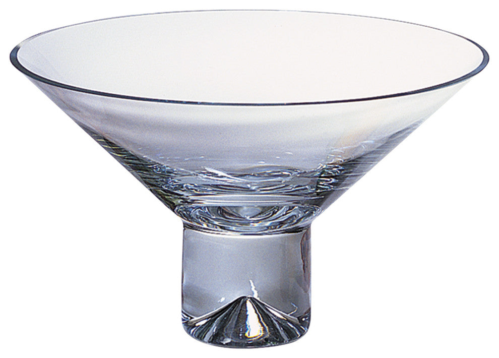 11" Clear Mouth Blown Crystal Round Pedestal Centerpiece Bowl
