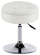 Storage Swivel PU Leather Vanity Stool, White With Removeable Tray