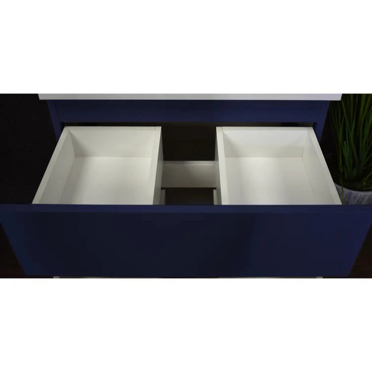 Salt 20Dx30" Floating Bathroom Vanity, Navy With Acrylic Top
