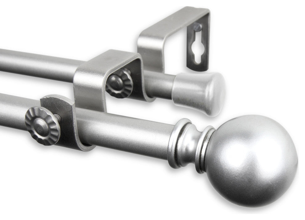 Luna Double Curtain Rod 5/8"WW 84-120"D, Satin Nickel