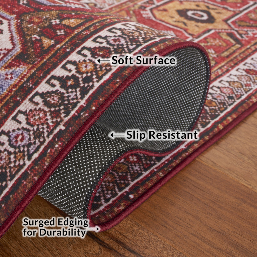 Safavieh Tucson TSN127 Rug Machine-Washable, Navy/Rust, 4'x6'