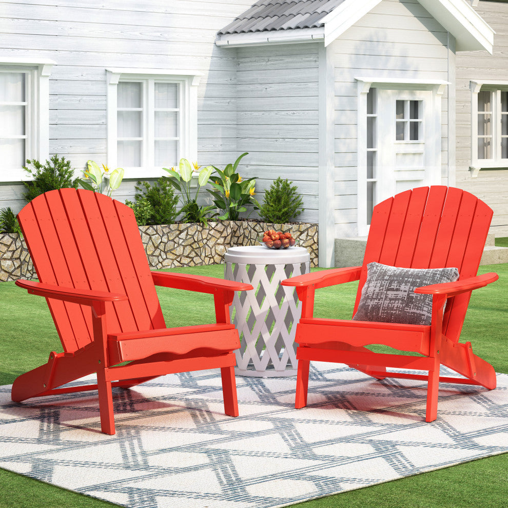 Cartagena Outdoor Acacia Wood Folding Adirondack Chair, Set of 2, Red