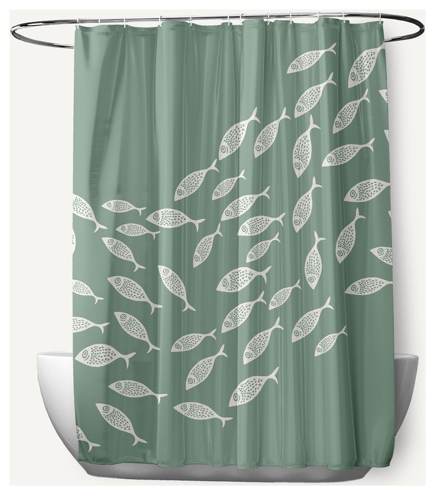 Escuela Sage 70" w x 73" h Shower Curtain
