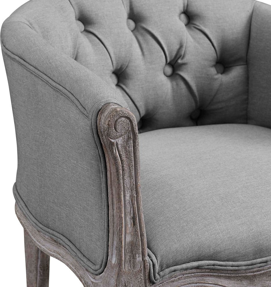 Crown Dining Armchair Upholstered Fabric Set of 4, Light Gray