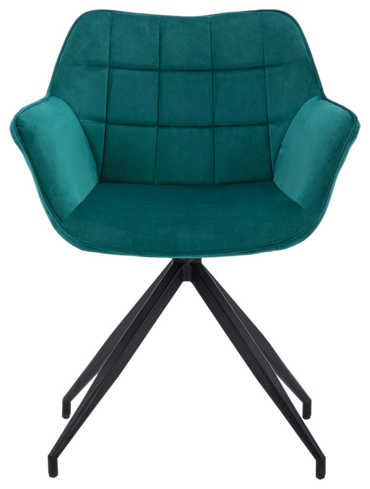 Square Tufted Spider Legs Velvet Accent Chair, Atrovirens