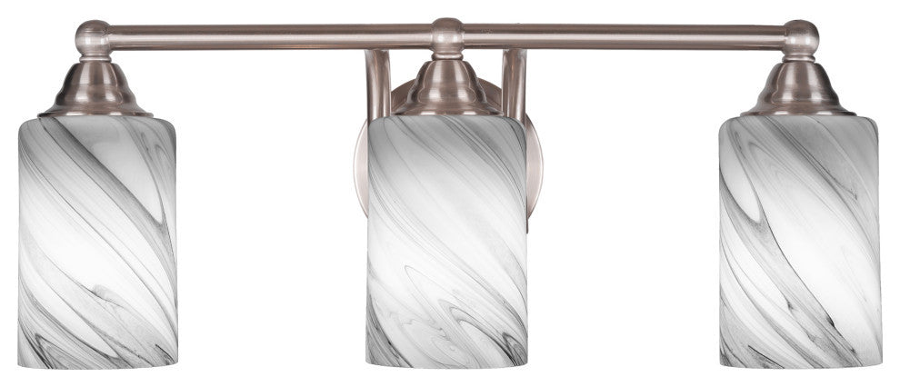 Paramount 3-Light Bath Bar, Brushed Nickel, 4" Onyx Swirl Glass