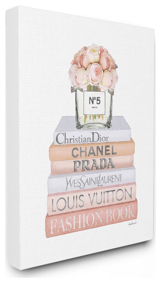 Delicate Pink Roses and Iconic Fashion Style Bookstack 24x30