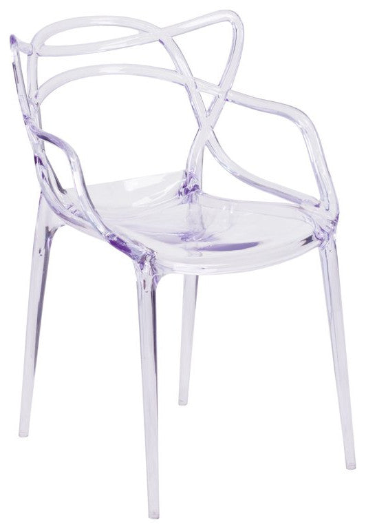 Set of 4 Outdoor Stackable Chair, Unique Design With Transparent Crystal Finish