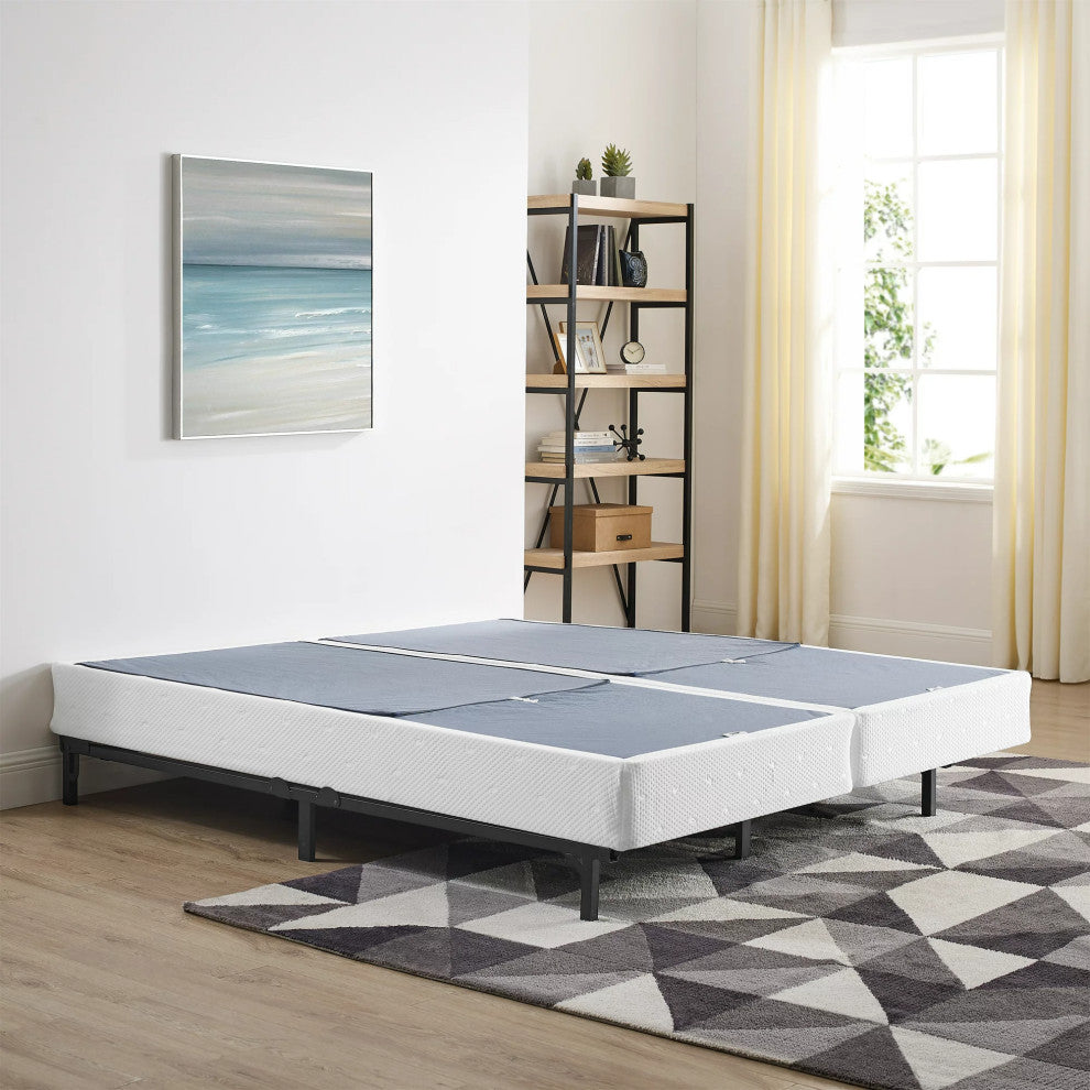 Half Fold Box Spring, Metal Structure With Zipped No Slip Fabric Cover, King