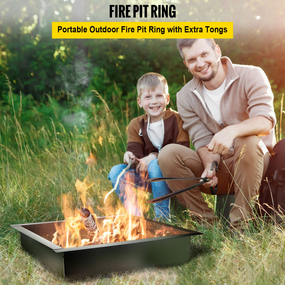 VEVOR Fire Pit Liner Steel Fire Ring 42" Square Fire Pit Insert for Outdoors