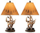 Resin Body Table Lamp with Antler and Pinecone Design, Set of 2, Brown