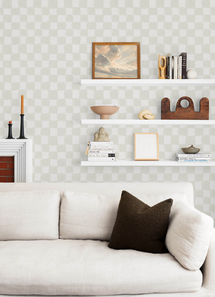 Mr. Kate Tess Watercolor Cream Checker Peel and Stick Wallpaper