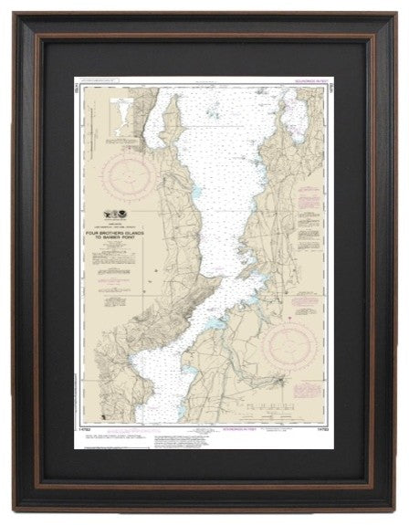 Nautical Chart, Lake Champlain, Four Brothers Islands to Barber Point, 14x24