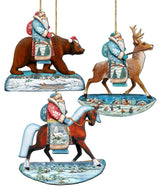 Riding Santa Ornaments Set of 3