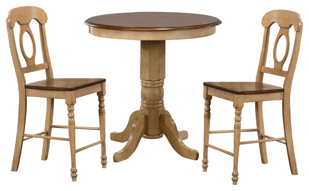 3 Piece 36" Round Pub Table Set withStools Counter Height Dining Seats 4