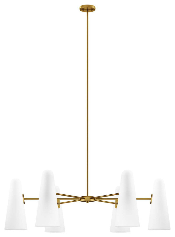 Beacon 6-Light Chandelier, Opal Satin Brass
