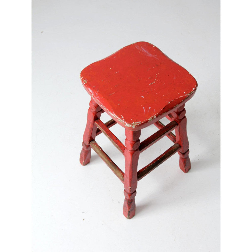 Consigned, Vintage Red Wooden Stool