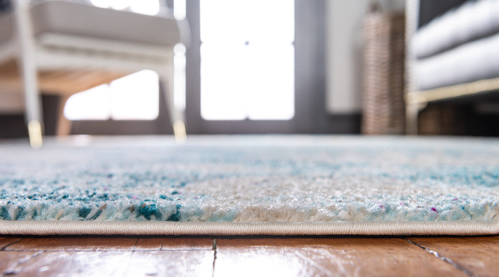 Unique Loom Light Blue Seashell Positano 2'' 2x6'' 7 Runner Rug