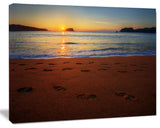 Foot printed Sandy Ocean Beach, Seashore Canvas Art Print, 20"x12"