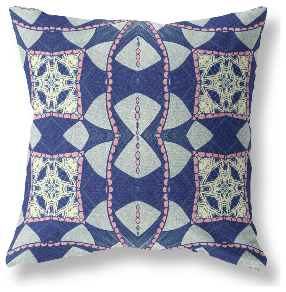 16" Indigo Pink Cosmic Circle Boho Suede Throw Pillow