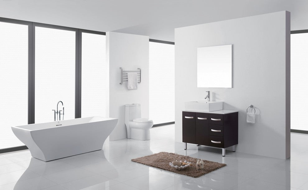 Tilda 36" Single Bathroom Vanity in Espresso with White Engineered Stone Top
