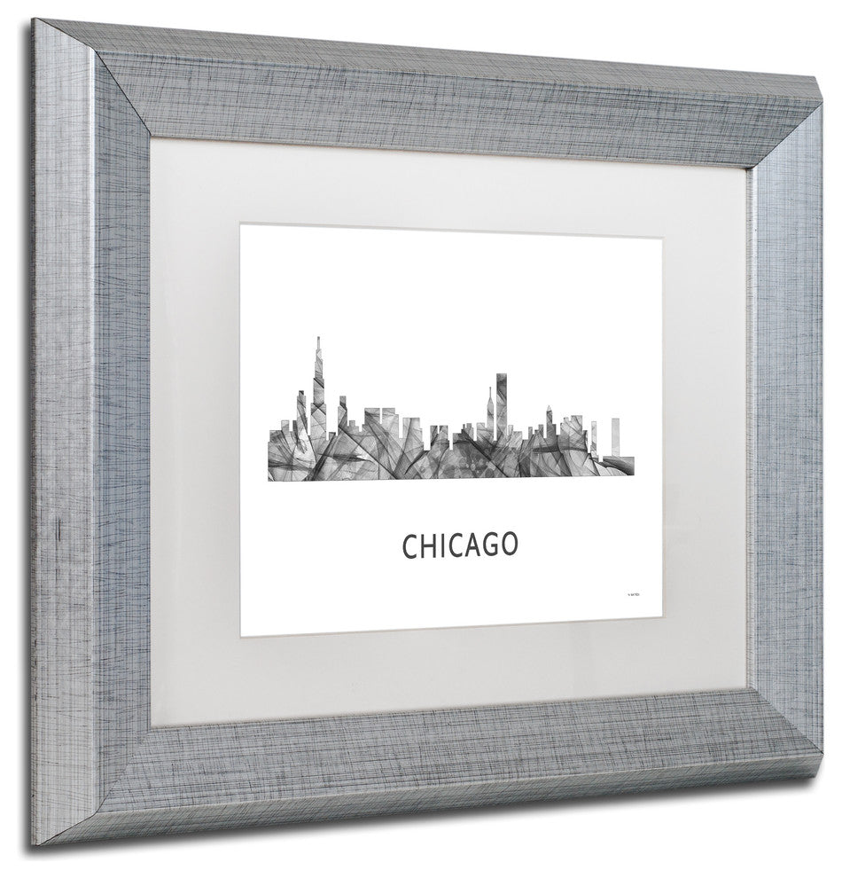 'Chicago Illinois Skyline' Framed Art, Silver Frame, White Matte, 14x11