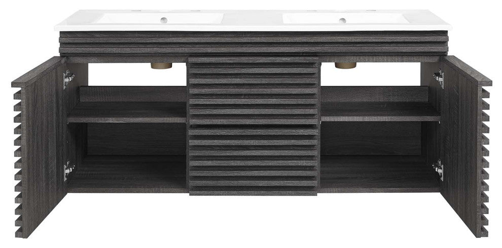 Render 48" Wall-Mount Bathroom Vanity, Charcoal White