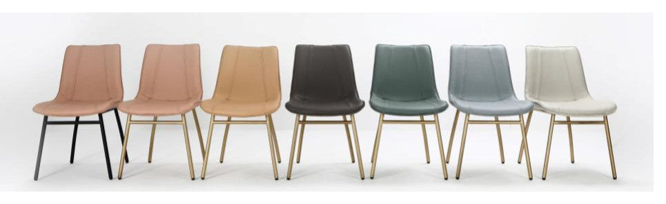 May Side Chair, Cream Ventura Leather, Brass Powder Coat