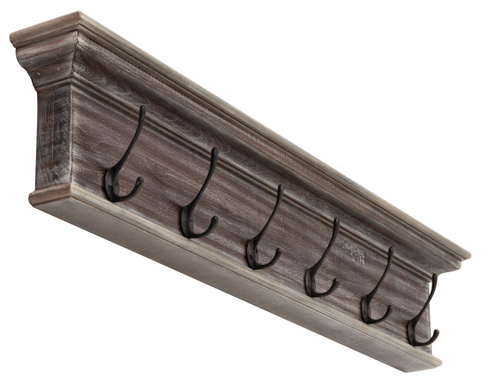 Halifax 6 Hook Coat Rack, Natural Wash
