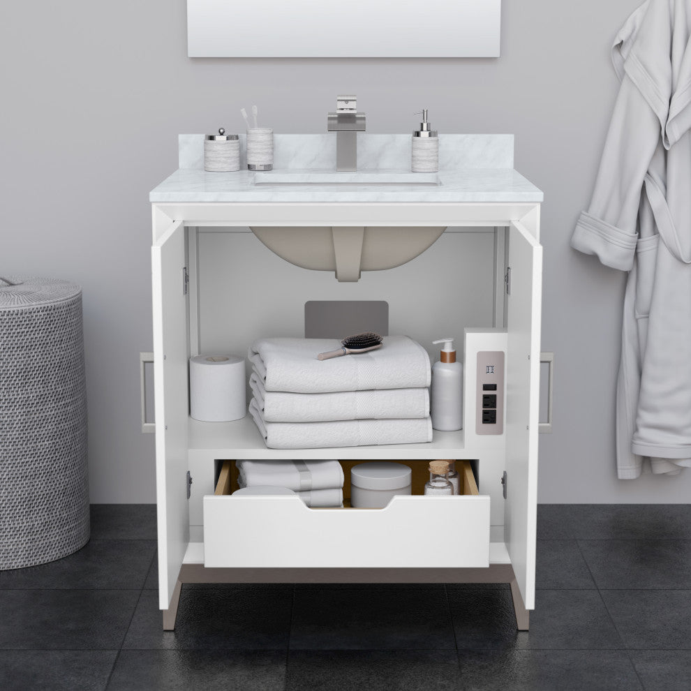 Marlena 30" Single Vanity, No Top, No Sink, Nickel Trim
