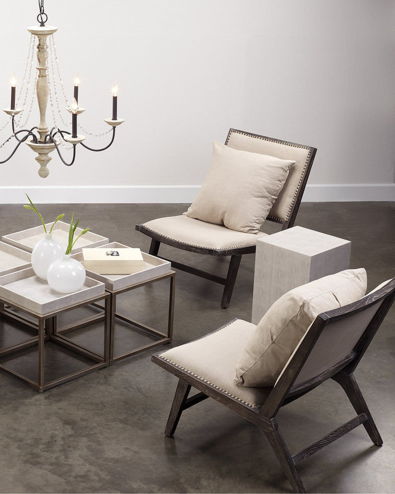 Elegant Faux Shagreen Square Block Accent Table Ivory Cube Contemporary Pedestal